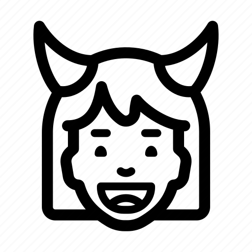 Devil, girl, happy, laughing, sinner icon - Download on Iconfinder