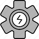 energy, electric, gear, power, setting, icon