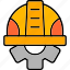 helmet, development, gear, hardhat, settings, technology, under, construction, icon 