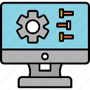 settings, monitor, options, preferences, screen, screwdriver, wrench, icon