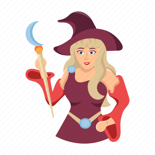 Fantasy witch, witch, fantasy character, witch wand, fantasy woman icon - Download on Iconfinder