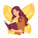 fairy book, fairy reading, fairy tale, fairy, fantasy character