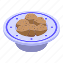 bowl, falafel, isometric