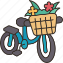 bicycle, flower, basket, summer, relax