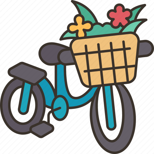 Bicycle, flower, basket, summer, relax icon - Download on Iconfinder