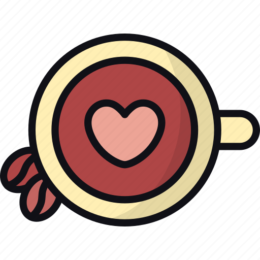 Coffee, espresso, heart, cup, hot drink, beverage, latte icon - Download on Iconfinder