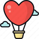 hot air balloon, romance, heart, trip, love, aircraft