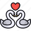 swans, couple, love, animal, romantic, heart, loving 