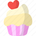 cupcake, heart, pastry, cake, dessert, food, bakery