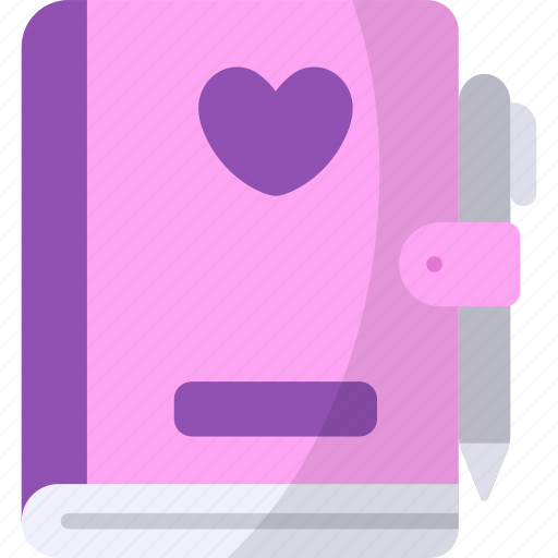 Diary, notebook, journal, heart, book, love icon - Download on Iconfinder