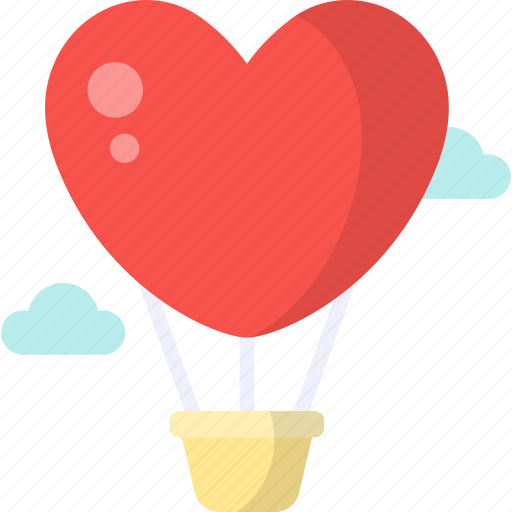 Hot air balloon, romance, heart, trip, love, aircraft icon - Download on Iconfinder