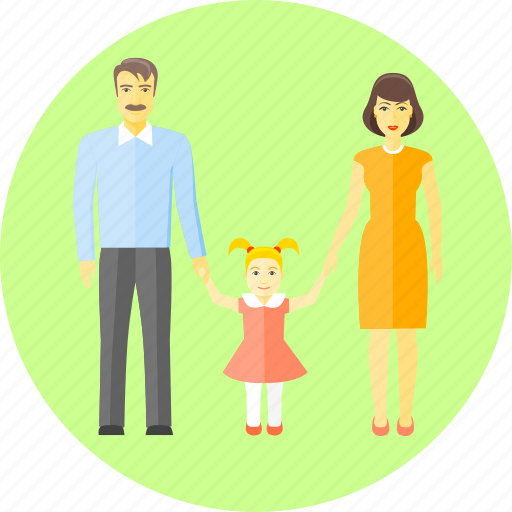 Daughter, parents, with, family, father, girl, mother icon - Download on Iconfinder