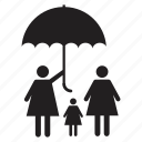 child, family, father, home, mother, protection, umbrella