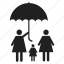 child, family, father, home, mother, protection, umbrella 