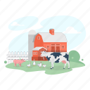 farm, barn, cow, pig 