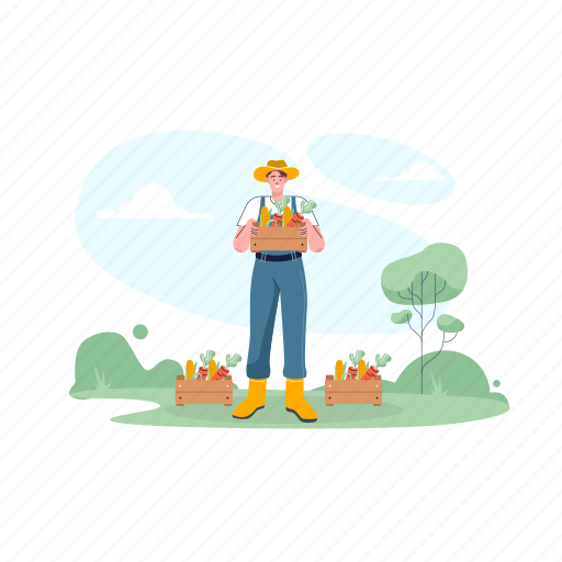 Farm, harvest, vegetable, gardening illustration - Download on Iconfinder