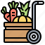 cart, farm, harvest, product, vegetable 
