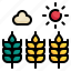 seedling, farm, sun, agriculture, cloud, weather, farming icon 