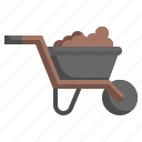 wheelbarrow, farming, and, gardening, transportation, wheels