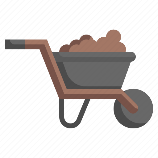 Wheelbarrow, farming, and, gardening, transportation, wheels icon - Download on Iconfinder