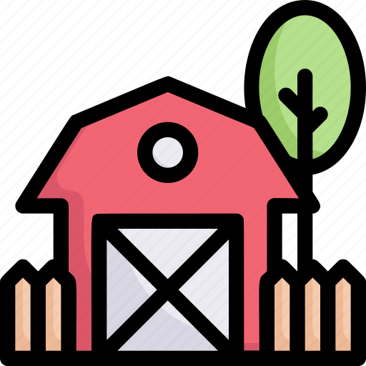 Farming, gardening, agriculture, stable, tree, fence, farmhouse icon - Download on Iconfinder