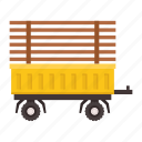 wooden, trailer, sidekick, transporter, vehicle, machinery