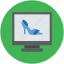 ladies sandal, laptop, laptop screen, online shopping, online shopping concept 