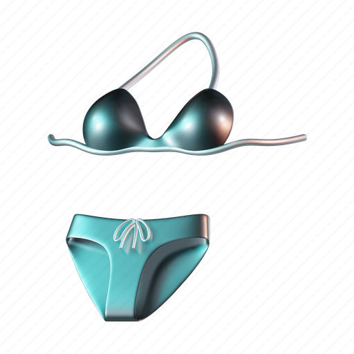 Bikini, swimsuit, summer, swimwear, underwear, beach 3D illustration - Download on Iconfinder