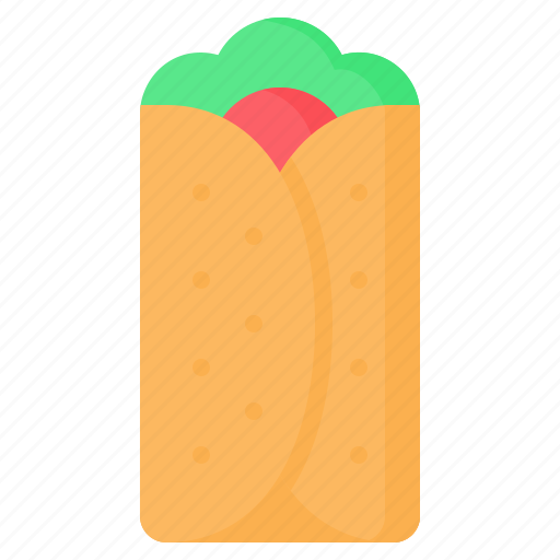 Burrito, fast, food, lettuce, mexican, tomato, tortilla icon - Download on Iconfinder