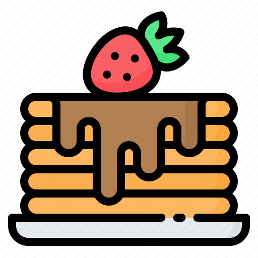 Breakfast, cake, chocolate, food, pancake, strawberry, syrup icon - Download on Iconfinder