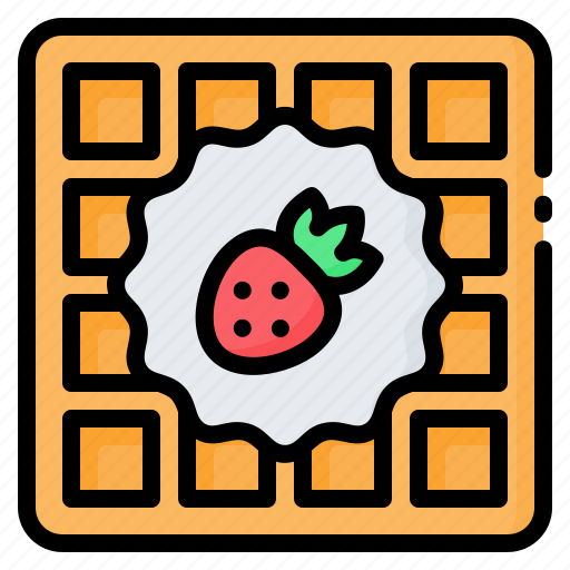 Bakery, breakfast, dessert, fast, food, strawberry, waffle icon - Download on Iconfinder