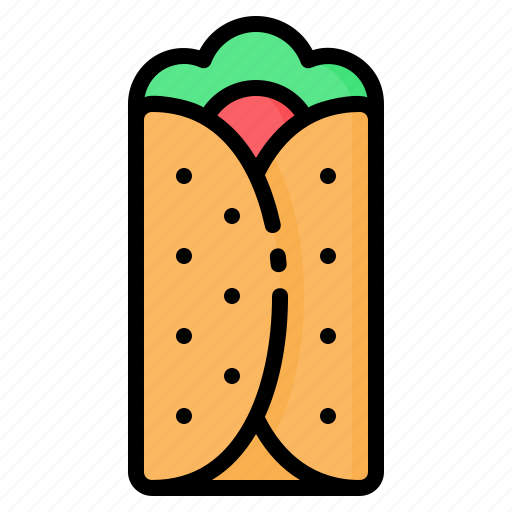 Burrito, fast, food, lettuce, mexican, tomato, tortilla icon - Download on Iconfinder