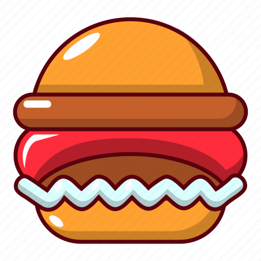 Burger, cartoon, food, hand, party, red, retro icon - Download on Iconfinder