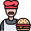 chef, man, burger, fast, food, street, cafe, restaurant 