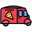 pizza, truck, delivery, car, fast, food, street, cafe, restaurant 