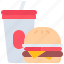 soda, glass, burger, cheeseburger, fast, food, street, cafe, restaurant 