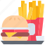 tray, burger, potatoes, fast, food, street, cafe, restaurant 