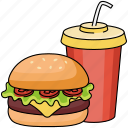 burger, cold, drink, hamburger, fast food, junk food