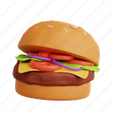 burger, fast food, 3d icon, 3d illustration, 3d render, gourmet, culinary 