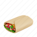 burito, fast food, 3d icon, 3d illustration, 3d render, mexican cuisine, savory 