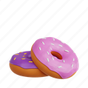 donut, fast food, 3d icon, 3d illustration, 3d render, sweet treat, pastry 