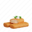 fish, nugget, fish nugget, fast food, 3d icon, 3d illustration, 3d render, seafood, crispy 