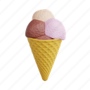 ice, cream, ice cream, fast food, 3d icon, 3d illustration, 3d render, dessert, creamy 
