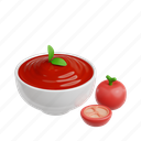 ketchup, fast food, 3d icon, 3d illustration, 3d render, condiment, tomato 