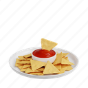 nachos, fast food, 3d icon, 3d illustration, 3d render, mexican cuisine, cheese 