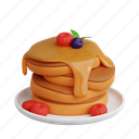pancake, fast food, 3d icon, 3d illustration, 3d render, breakfast, fluffy 