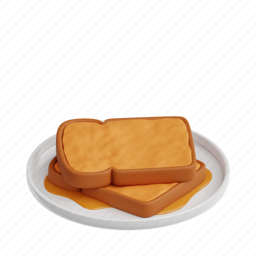 Toast, fast food, 3d icon, 3d illustration, 3d render, breakfast, crispy 3D illustration - Download on Iconfinder
