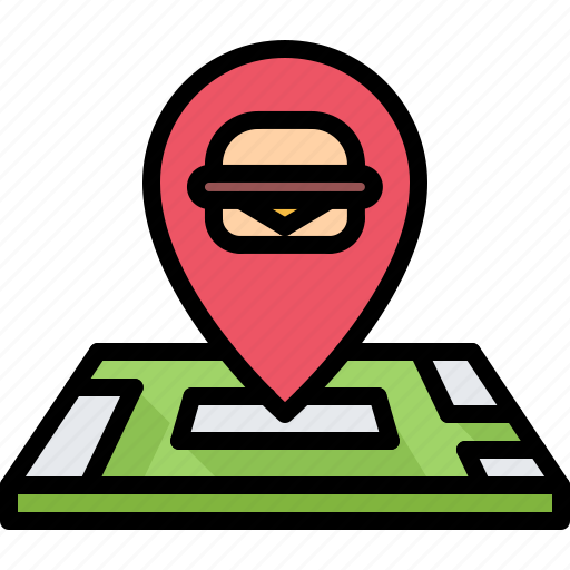 Burger, catering, fast, food, location, map, public icon - Download on Iconfinder