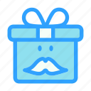 present, gift, box, father, day, moustache