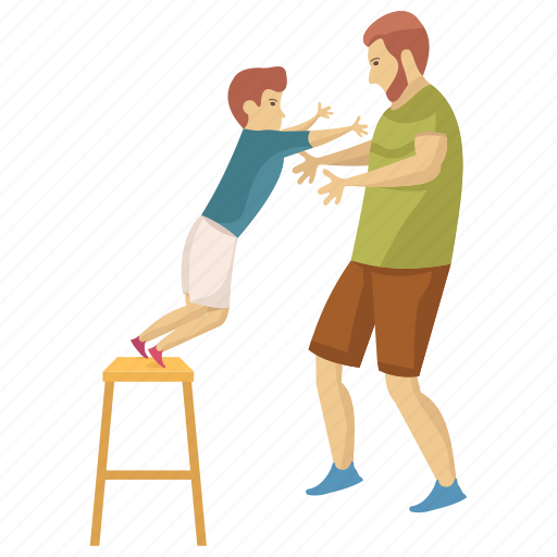 Caring father, child play, father love, father son, fatherhood illustration - Download on Iconfinder
